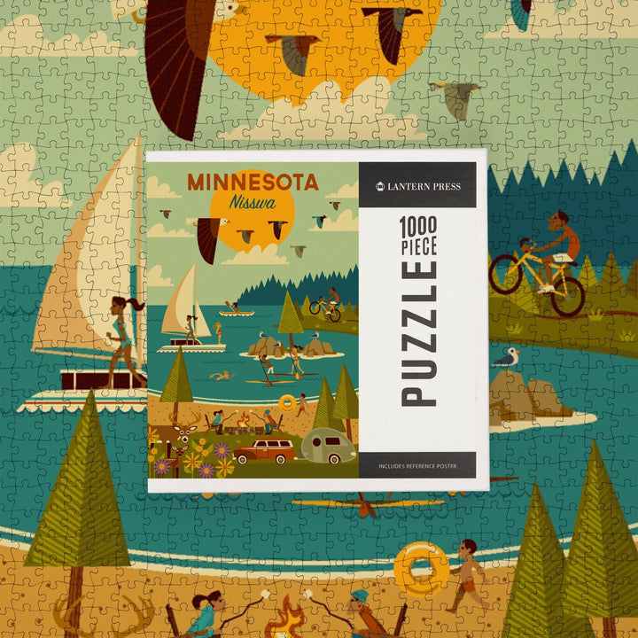 Nisswa, Minnesota, Lake Geometric, Jigsaw Puzzle Puzzle Lantern Press 