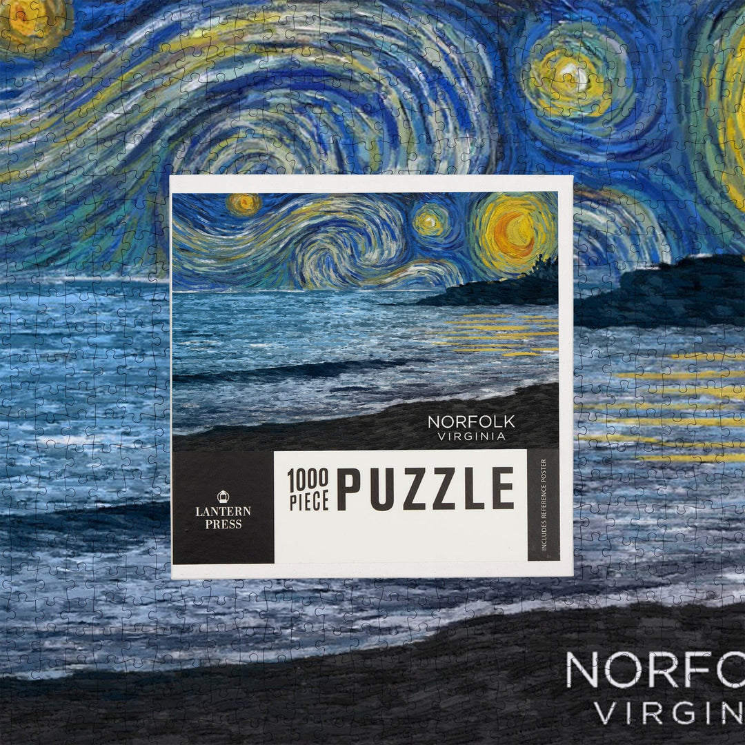 Norfolk, Virginia, Starry Night, Jigsaw Puzzle Puzzle Lantern Press 