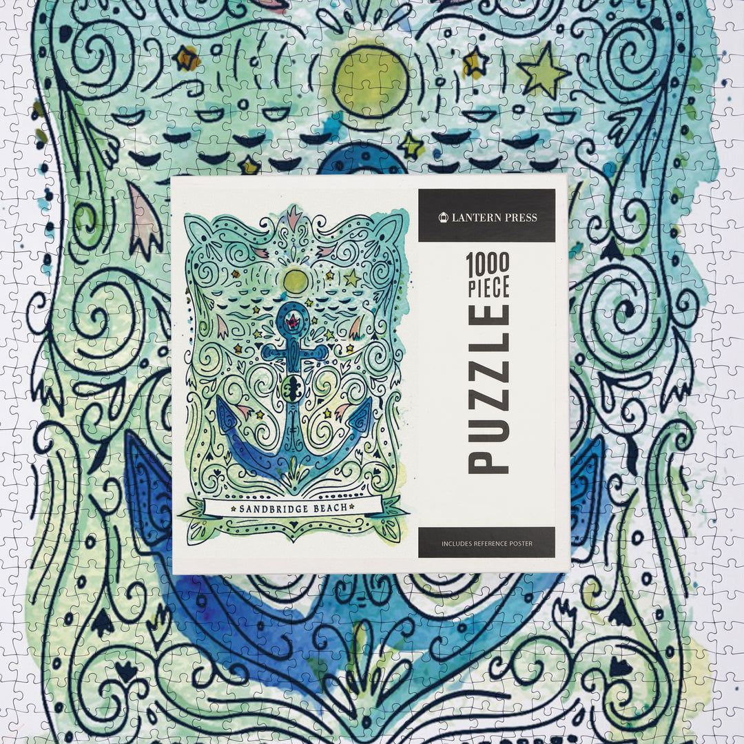 Norfolk, Virginia, Watercolor, Anchor, Jigsaw Puzzle Puzzle Lantern Press 