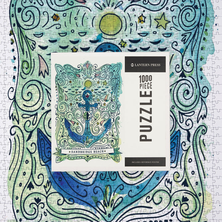 Norfolk, Virginia, Watercolor, Anchor, Jigsaw Puzzle Puzzle Lantern Press 