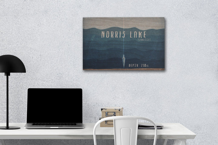 Norris Lake, Tennessee, Lake Essentials, Lake Depth, Lantern Press Artwork, Wood Signs and Postcards Wood Lantern Press 12 x 18 Wood Gallery Print 