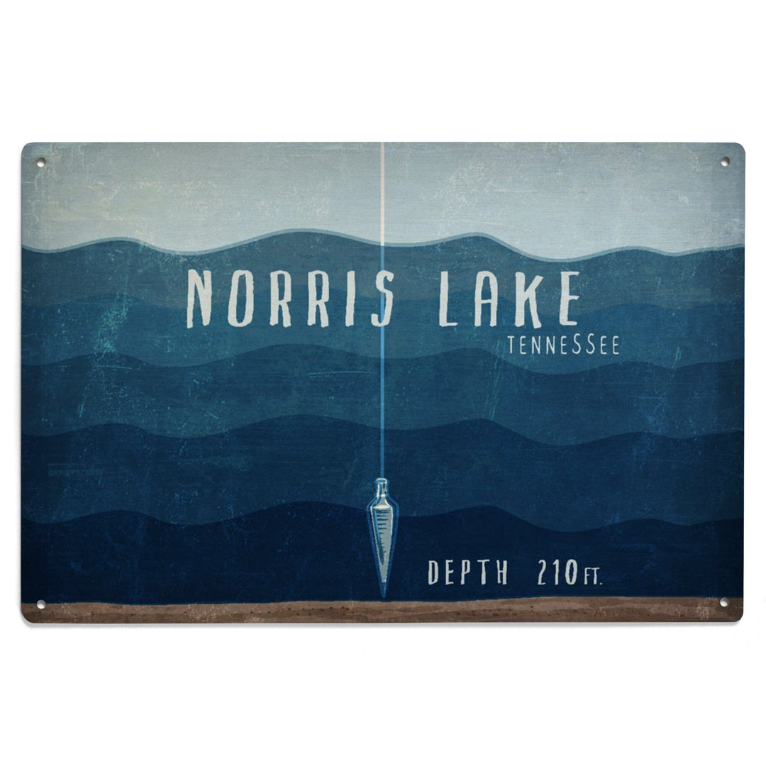 Norris Lake, Tennessee, Lake Essentials, Lake Depth, Lantern Press Artwork, Wood Signs and Postcards Wood Lantern Press 