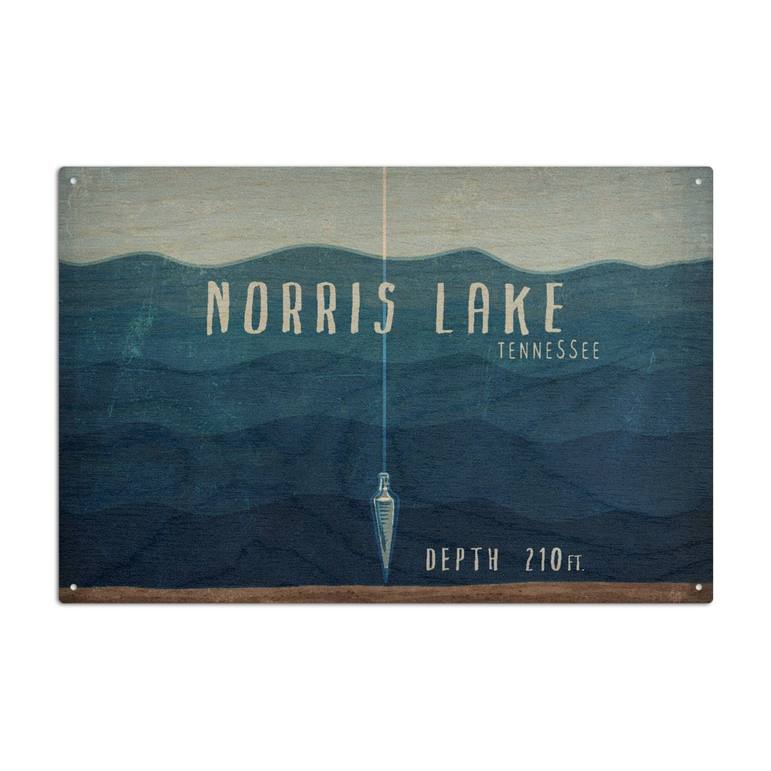 Norris Lake, Tennessee, Lake Essentials, Lake Depth, Lantern Press Artwork, Wood Signs and Postcards Wood Lantern Press 6x9 Wood Sign 