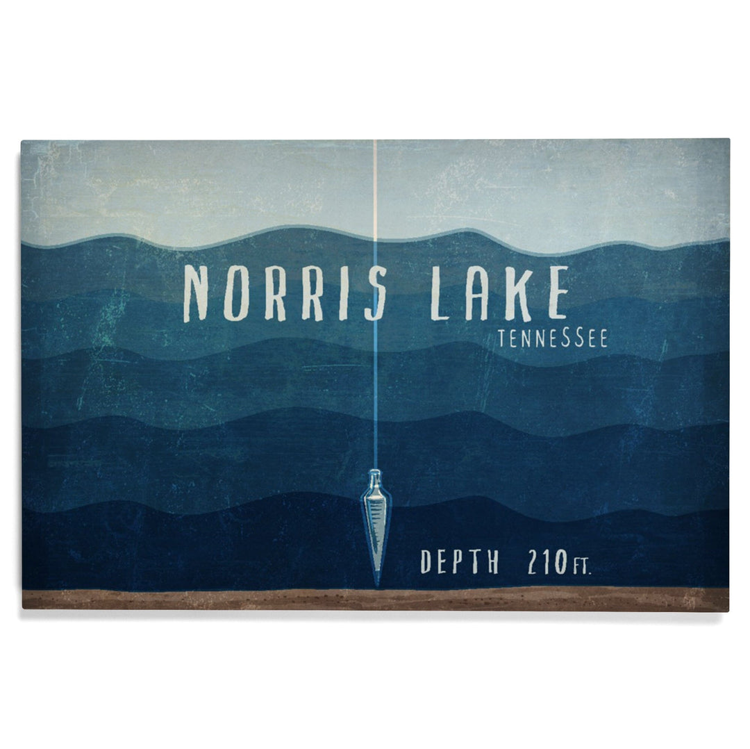 Norris Lake, Tennessee, Lake Essentials, Lake Depth, Lantern Press Artwork, Wood Signs and Postcards Wood Lantern Press 