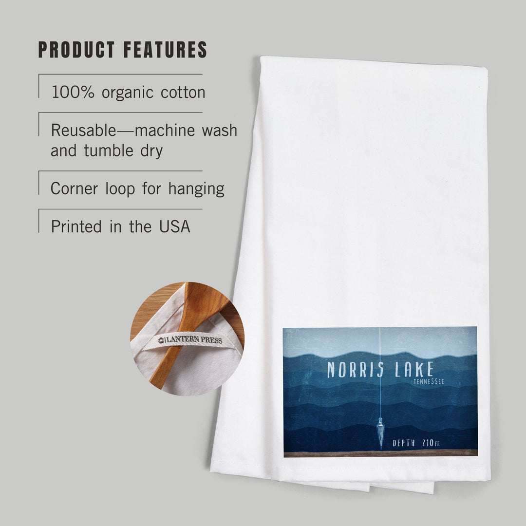 Norris Lake, Tennessee, Lake Essentials, Lake Depth, Organic Cotton Kitchen Tea Towels Kitchen Lantern Press 