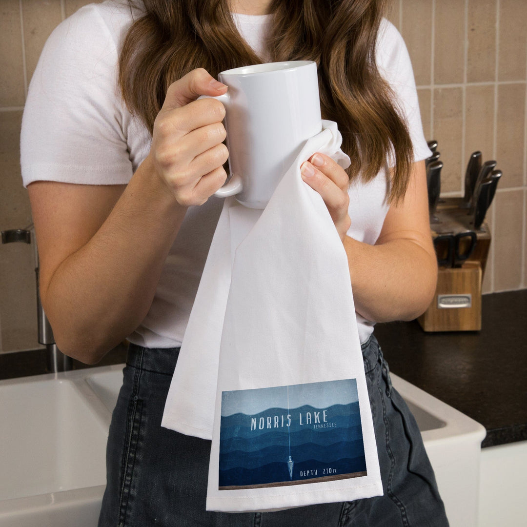 Norris Lake, Tennessee, Lake Essentials, Lake Depth, Organic Cotton Kitchen Tea Towels Kitchen Lantern Press 