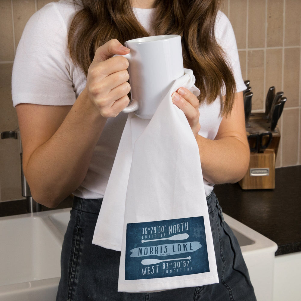 Norris Lake, Tennessee, Lake Essentials, Latitude and Longitude, Organic Cotton Kitchen Tea Towels Kitchen Lantern Press 
