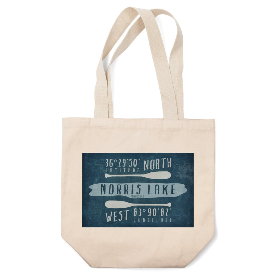 Norris Lake, Tennessee, Lake Essentials, Latitude and Longitude, Tote Bag Totes Lantern Press 