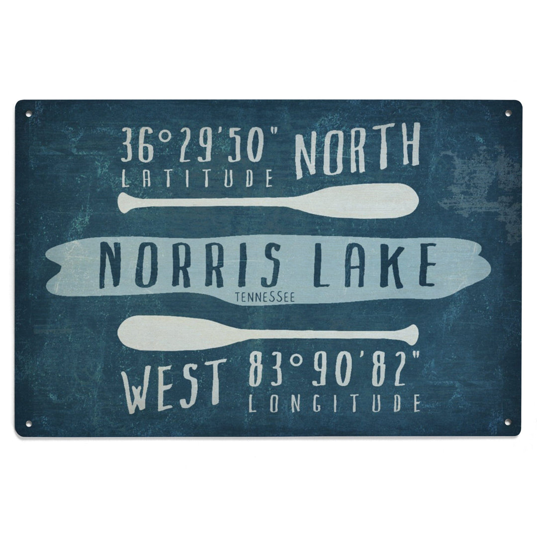 Norris Lake, Tennessee, Lake Essentials, Latitude & Longitude, Lantern Press Artwork, Wood Signs and Postcards Wood Lantern Press 