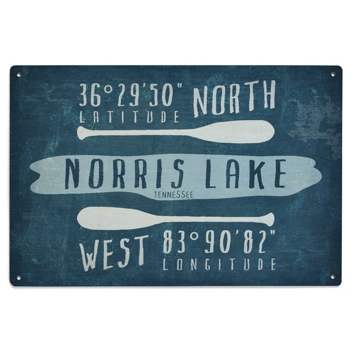 Norris Lake, Tennessee, Lake Essentials, Latitude & Longitude, Lantern Press Artwork, Wood Signs and Postcards Wood Lantern Press 