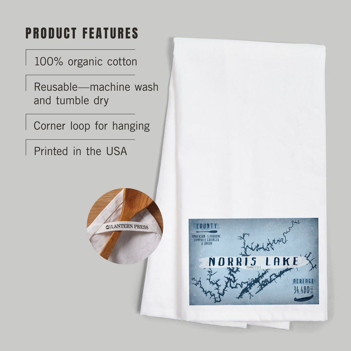 Norris Lake, Tennessee, Lake Essentials, Shape, Acreage and County, Organic Cotton Kitchen Tea Towels Kitchen Lantern Press 