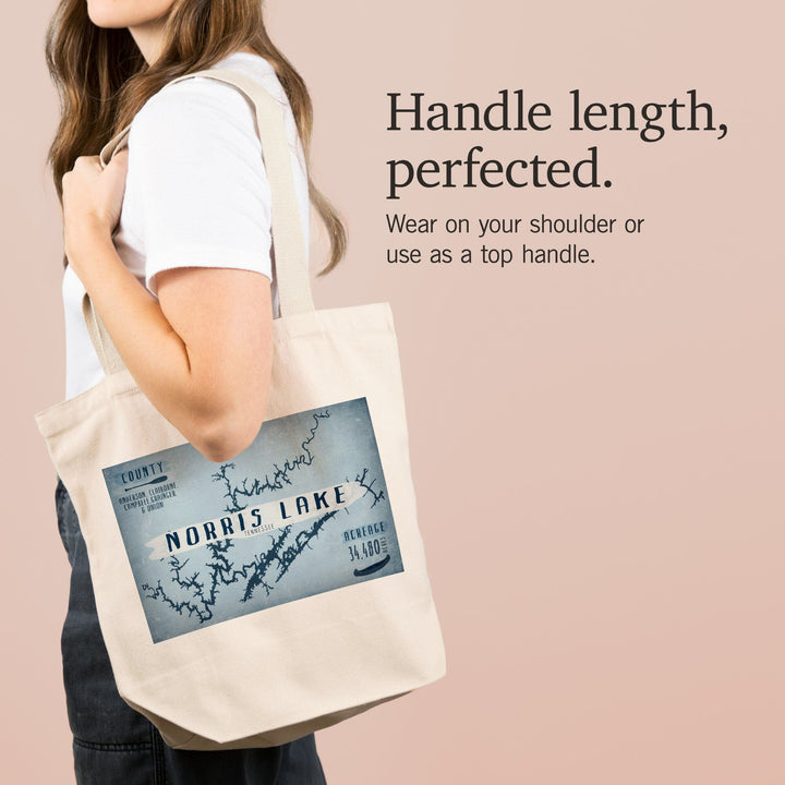 Norris Lake, Tennessee, Lake Essentials, Shape, Acreage and County, Tote Bag Totes Lantern Press 