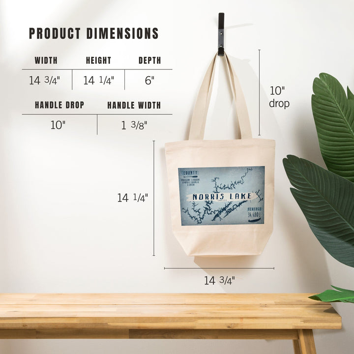 Norris Lake, Tennessee, Lake Essentials, Shape, Acreage and County, Tote Bag Totes Lantern Press 
