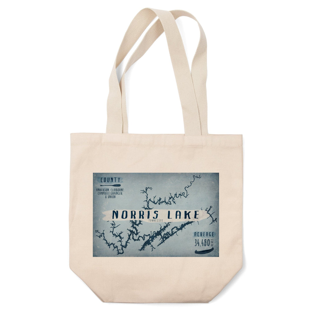 Norris Lake, Tennessee, Lake Essentials, Shape, Acreage and County, Tote Bag Totes Lantern Press 