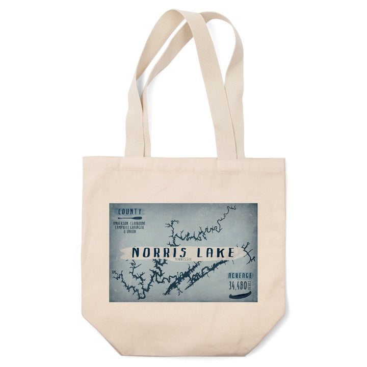 Norris Lake, Tennessee, Lake Essentials, Shape, Acreage and County, Tote Bag Totes Lantern Press 