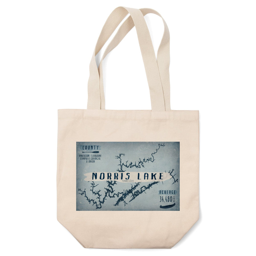 Norris Lake, Tennessee, Lake Essentials, Shape, Acreage and County, Tote Bag Totes Lantern Press 