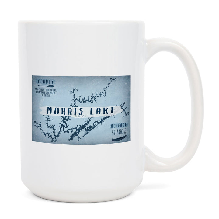 Norris Lake, Tennessee, Lake Essentials, Shape, Acreage & County, Lantern Press Artwork, Ceramic Mug Mugs Lantern Press 