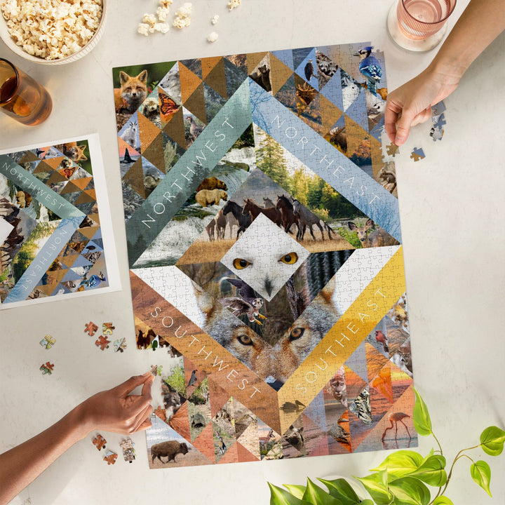 North American Wildlife Collage, Photo Collage, Jigsaw Puzzle Puzzle Lantern Press 