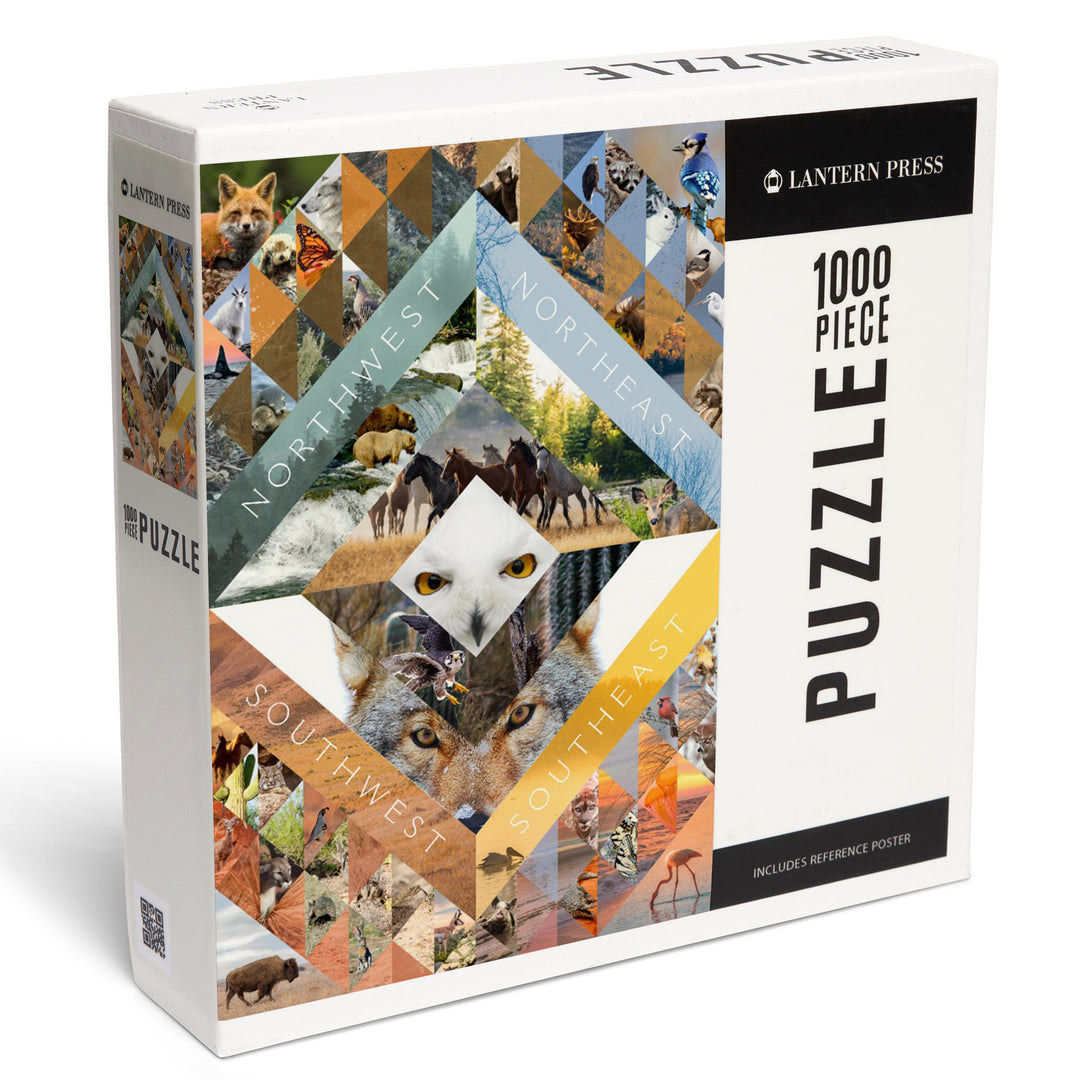 North American Wildlife Collage, Photo Collage, Jigsaw Puzzle Puzzle Lantern Press 