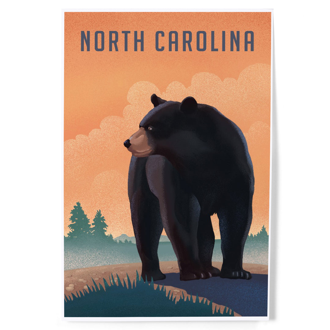 North Carolina, Black Bear, Litho, Art & Giclee Prints Art Lantern Press 12 x 18 Art Print 