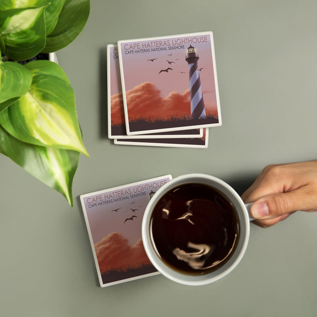 North Carolina, Cape Hatteras Lighthouse, Coasters Coasters Lantern Press 