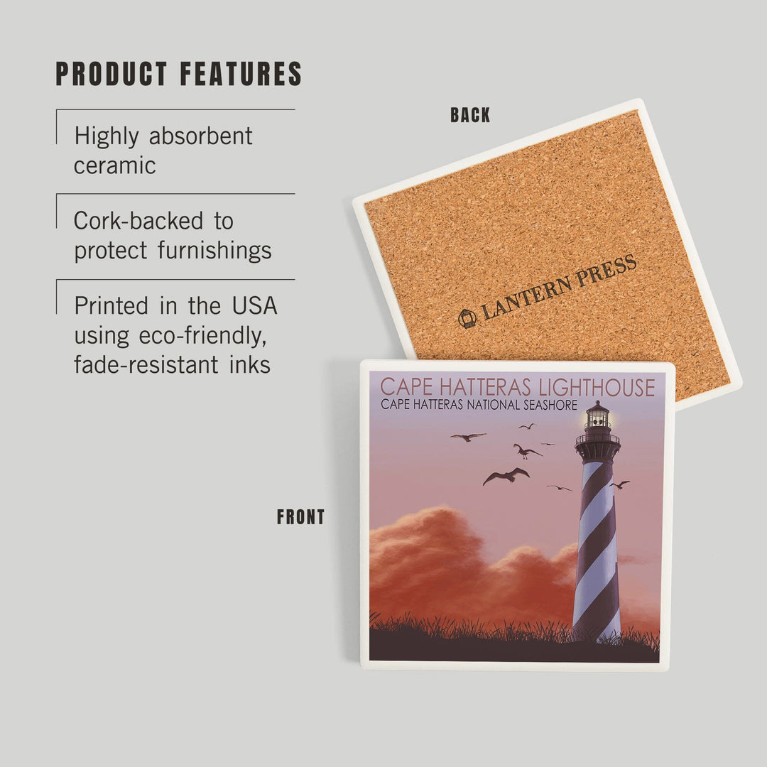 North Carolina, Cape Hatteras Lighthouse, Coasters Coasters Lantern Press 