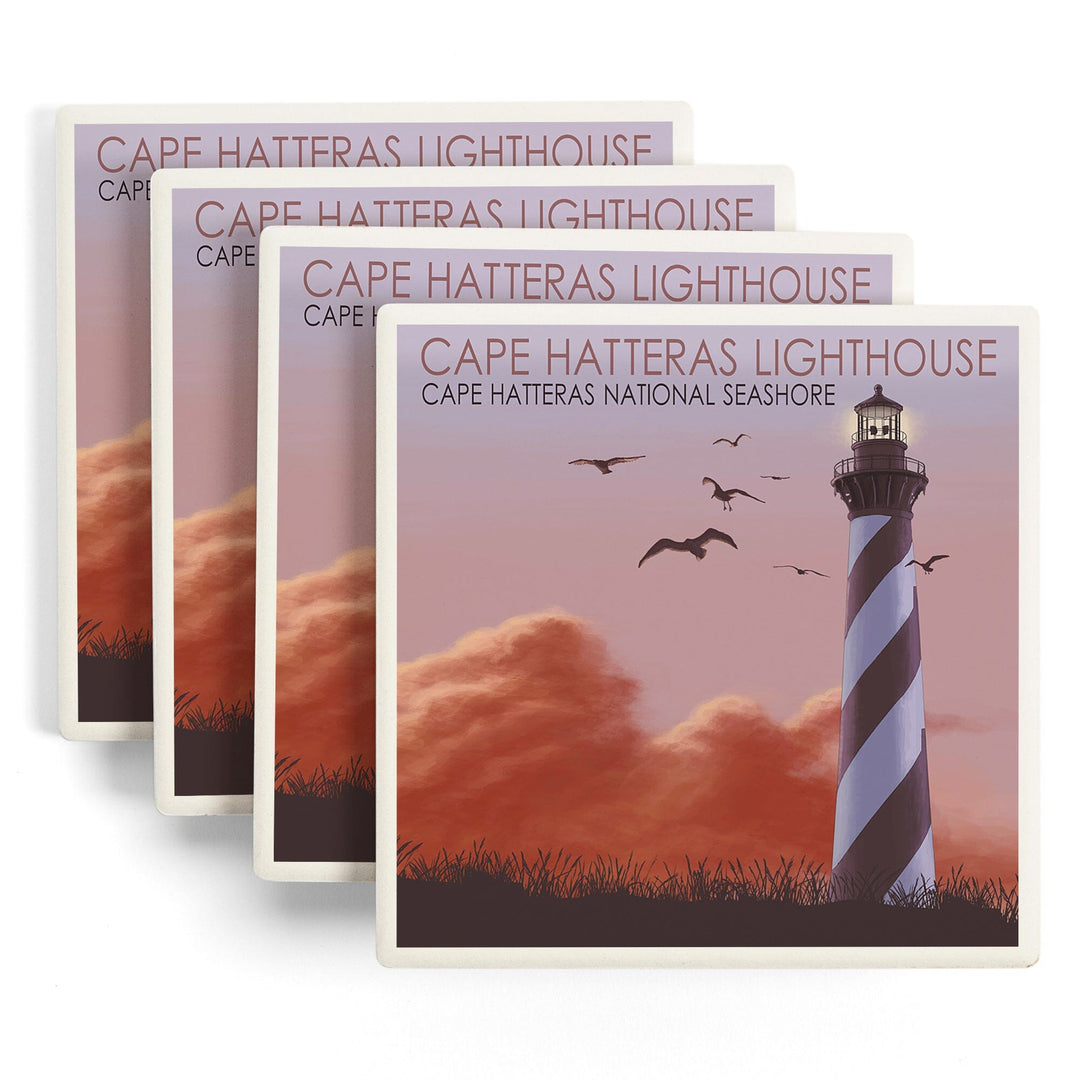 North Carolina, Cape Hatteras Lighthouse, Coasters Coasters Lantern Press 