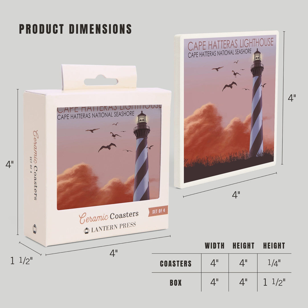 North Carolina, Cape Hatteras Lighthouse, Coasters Coasters Lantern Press 