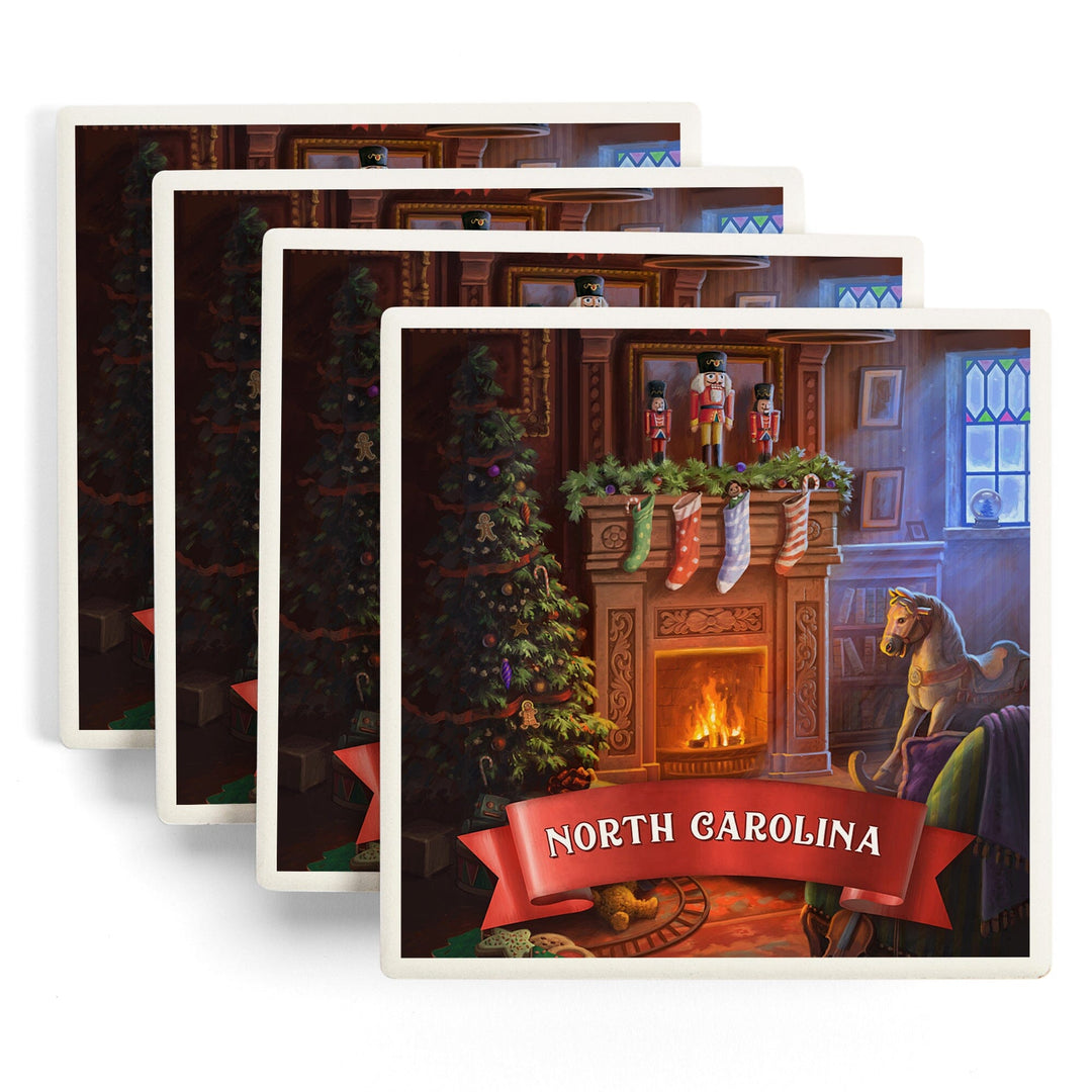 North Carolina, Christmas Morning, Coasters Coasters Lantern Press 