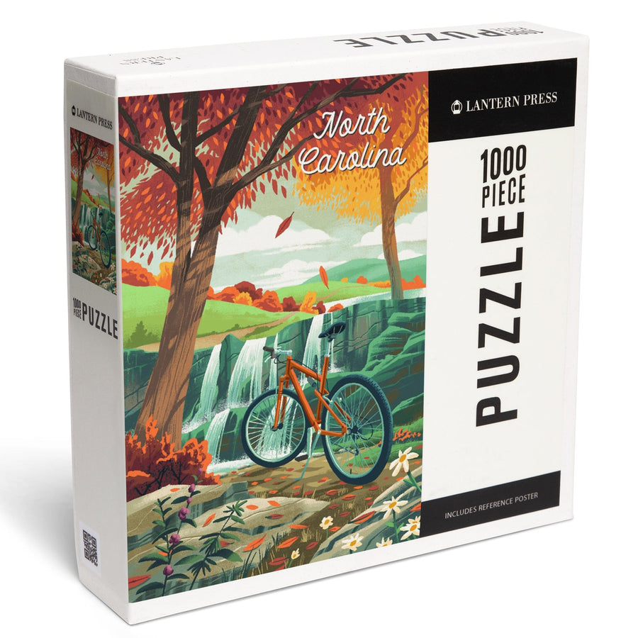 North Carolina, Off To Wonder, Cycling with Hills, Jigsaw Puzzle Puzzle Lantern Press 