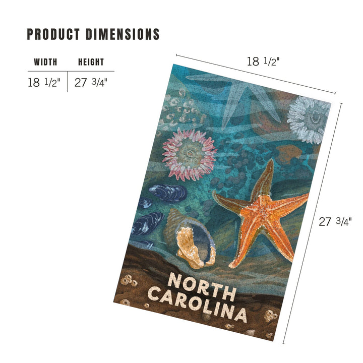 North Carolina, Painterly, Tiny World Huge Wonders, Starfish and Shells, Jigsaw Puzzle Puzzle Lantern Press 