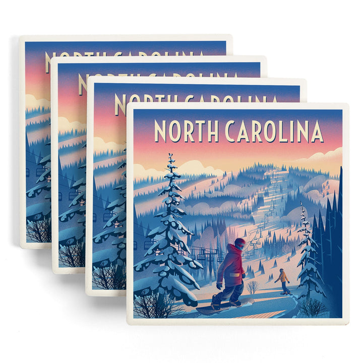 North Carolina, Shred the Gnar, Snowboarding, Coasters Coasters Lantern Press 