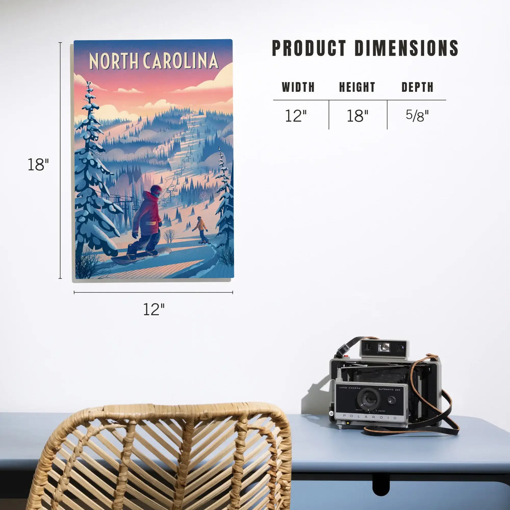 North Carolina, Shred the Gnar, Snowboarding, Wood Signs and Postcards Wood Lantern Press 