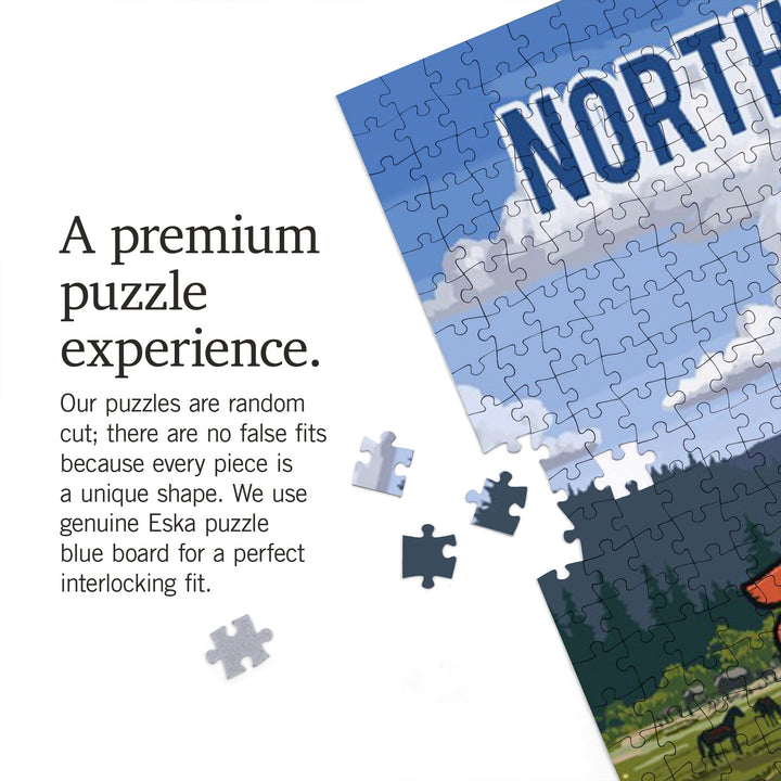 North Carolina, Signpost, Meadow, Jigsaw Puzzle Puzzle Lantern Press 