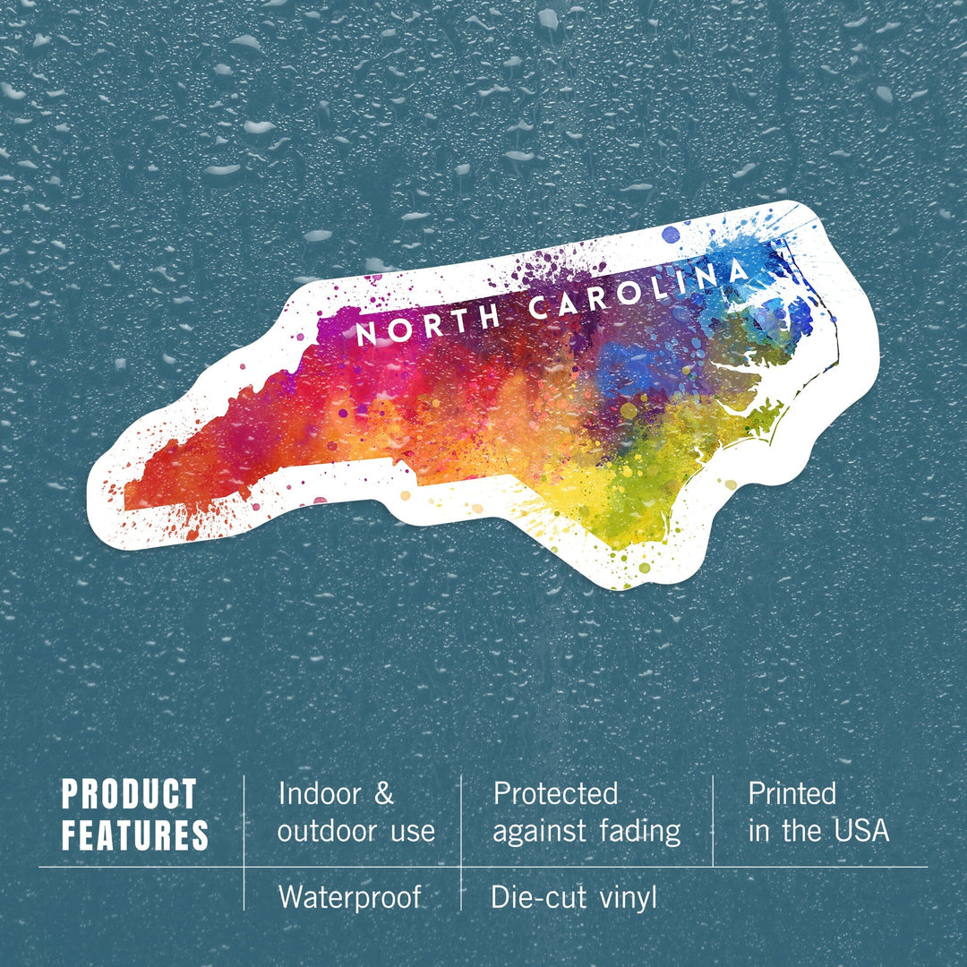 North Carolina, State Abstract, Contour, Vinyl Sticker Sticker Lantern Press 