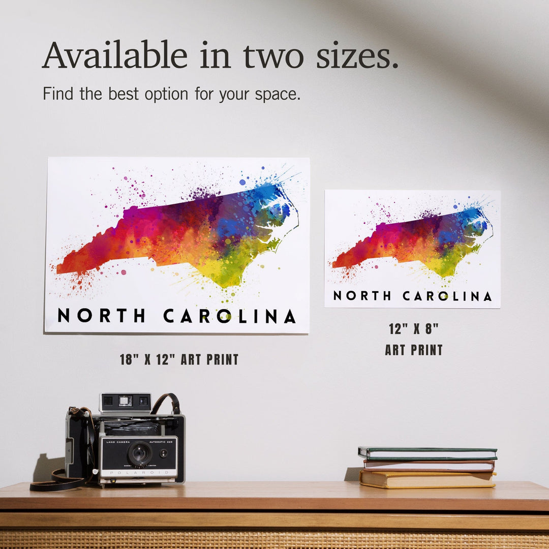 North Carolina, State Abstract Watercolor, Art & Giclee Prints Art Lantern Press 