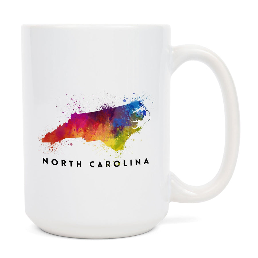 North Carolina, State Abstract Watercolor, Lantern Press Artwork, Ceramic Mug Mugs Lantern Press 