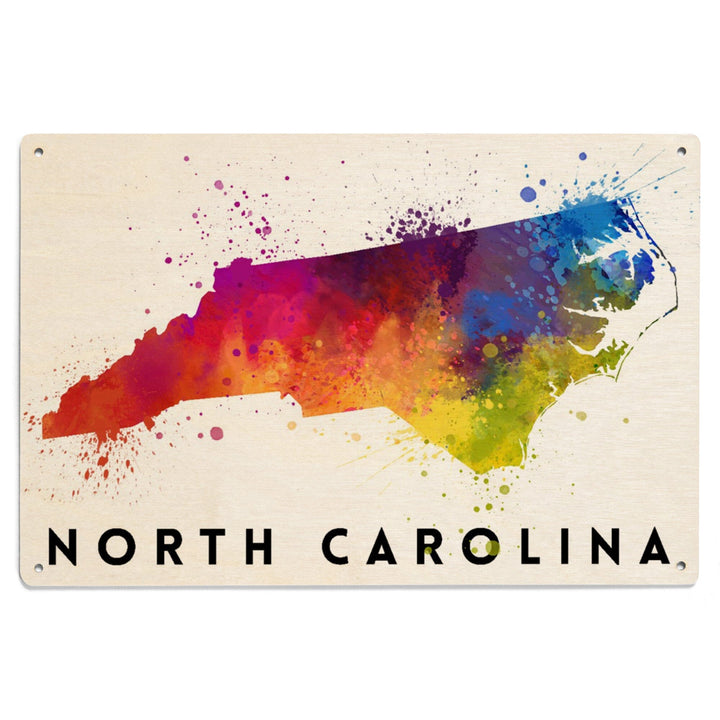 North Carolina, State Abstract Watercolor, Lantern Press Artwork, Wood Signs and Postcards Wood Lantern Press 