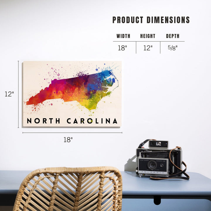 North Carolina, State Abstract Watercolor, Lantern Press Artwork, Wood Signs and Postcards Wood Lantern Press 
