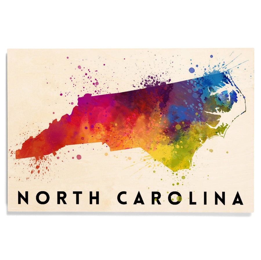 North Carolina, State Abstract Watercolor, Lantern Press Artwork, Wood Signs and Postcards Wood Lantern Press 