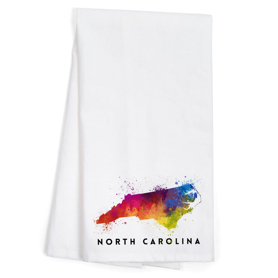North Carolina, State Abstract Watercolor, Organic Cotton Kitchen Tea Towels Kitchen Lantern Press 