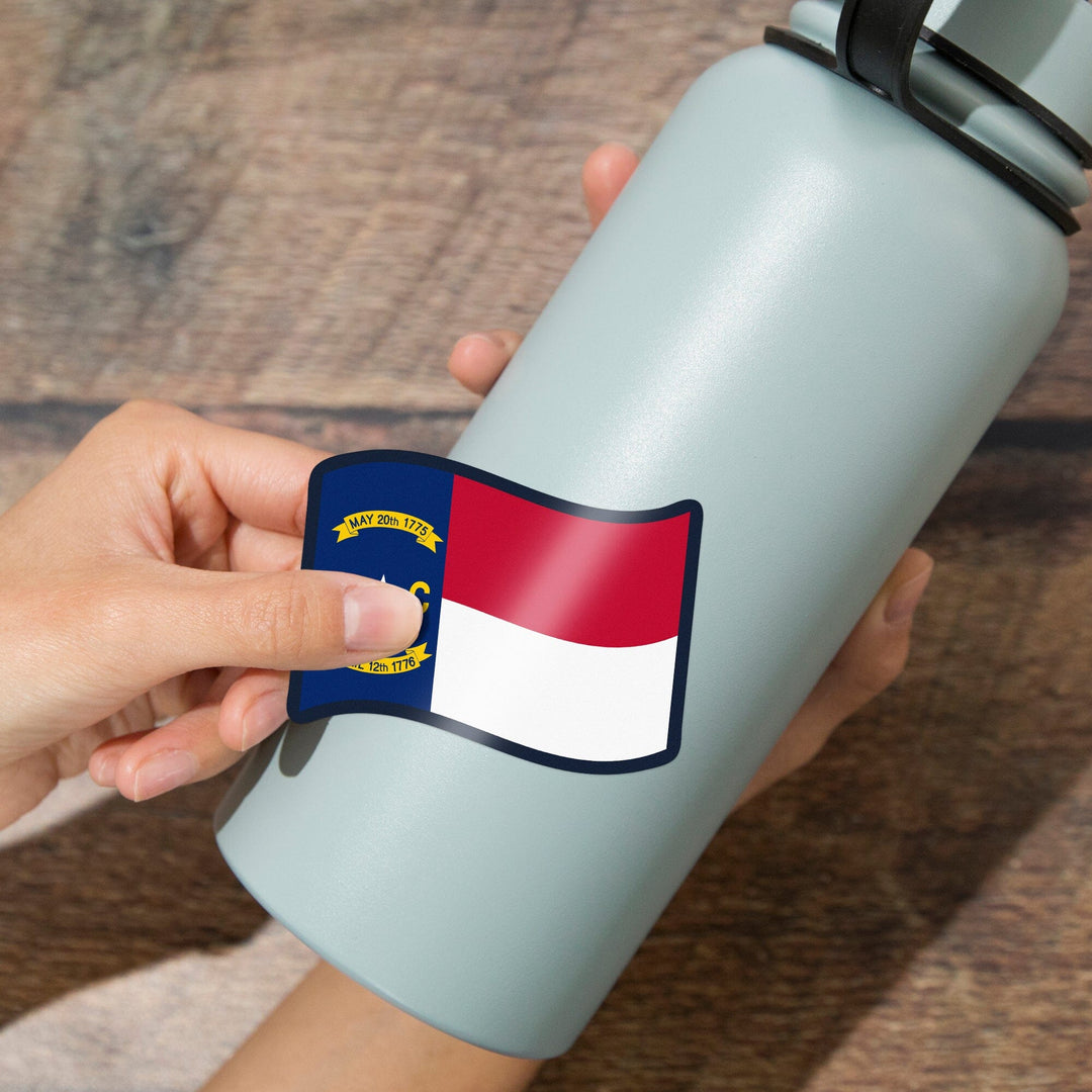 North Carolina, State Flag, Letterpress, Contour, Vinyl Sticker Sticker Lantern Press 