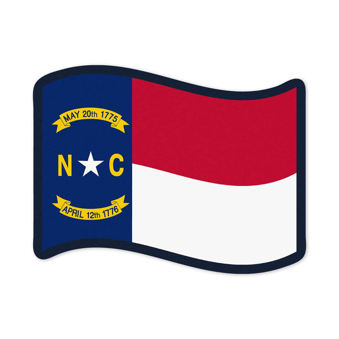 North Carolina, State Flag, Letterpress, Contour, Vinyl Sticker Sticker Lantern Press 