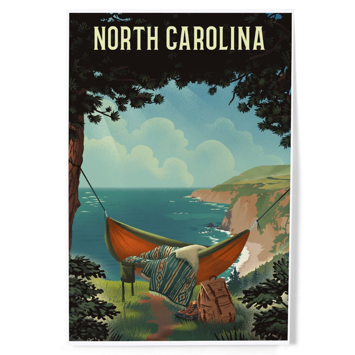 North Carolina, Today's Office, Coastal Series, Hammock on Beach, Art & Giclee Prints Art Lantern Press 12 x 18 Art Print 
