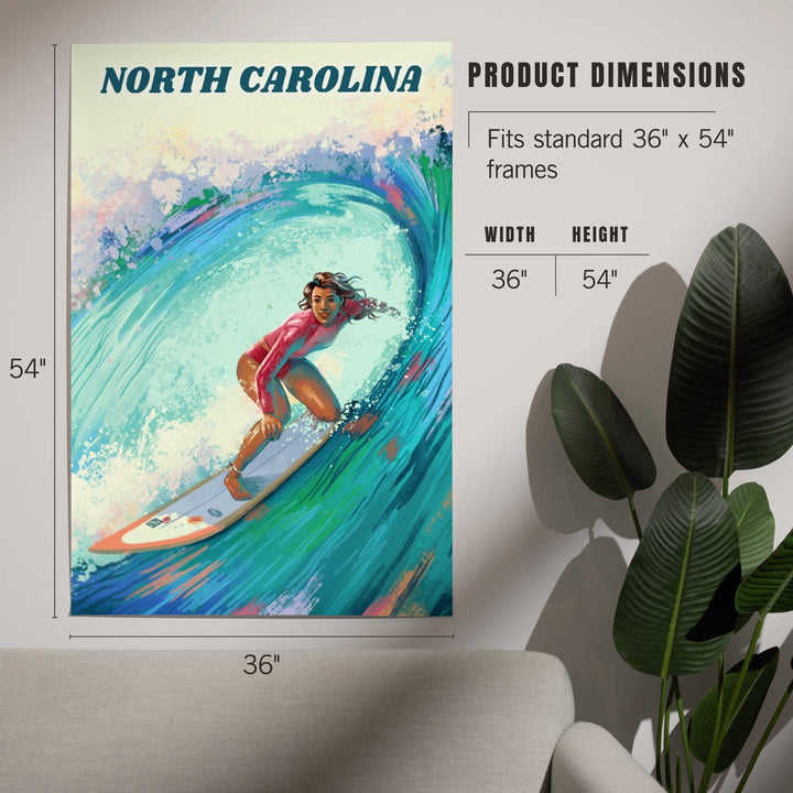 North Carolina, Vitamin Sea, Coastal Series, Surfer Girl, Art & Giclee Prints Art Lantern Press 
