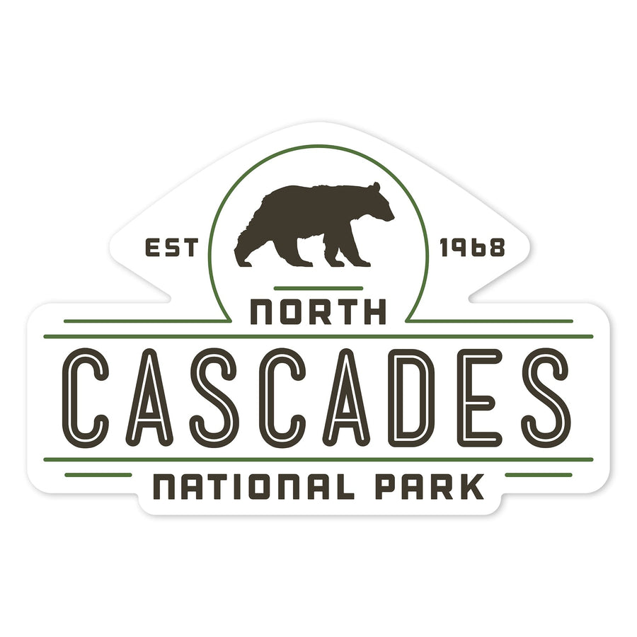 North Cascades National Park, Washington, Bear, Contour, Vector, Lantern Press Artwork, Vinyl Sticker Sticker Lantern Press 