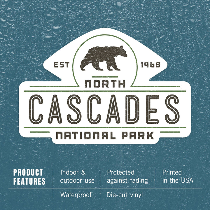 North Cascades National Park, Washington, Bear, Contour, Vector, Lantern Press Artwork, Vinyl Sticker Sticker Lantern Press 