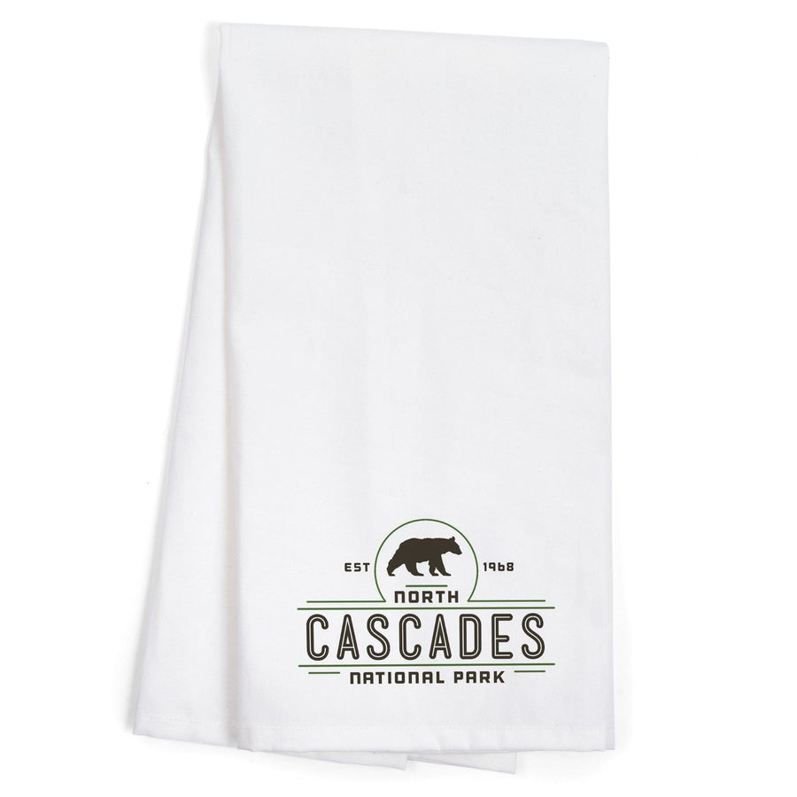 North Cascades National Park, Washington, Bear, Contour, Vector, Organic Cotton Kitchen Tea Towels Kitchen Lantern Press 