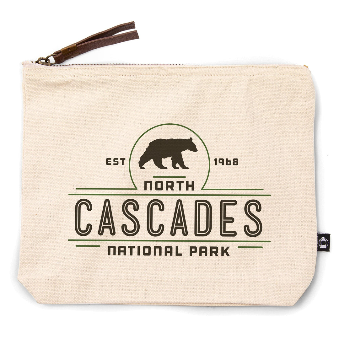 North Cascades National Park, Washington, Bear,, Organic Cotton Zipper Pouch, Go Bag Go Bag Lantern Press 
