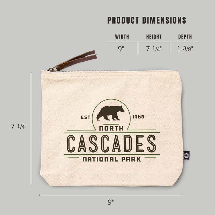 North Cascades National Park, Washington, Bear,, Organic Cotton Zipper Pouch, Go Bag Go Bag Lantern Press 